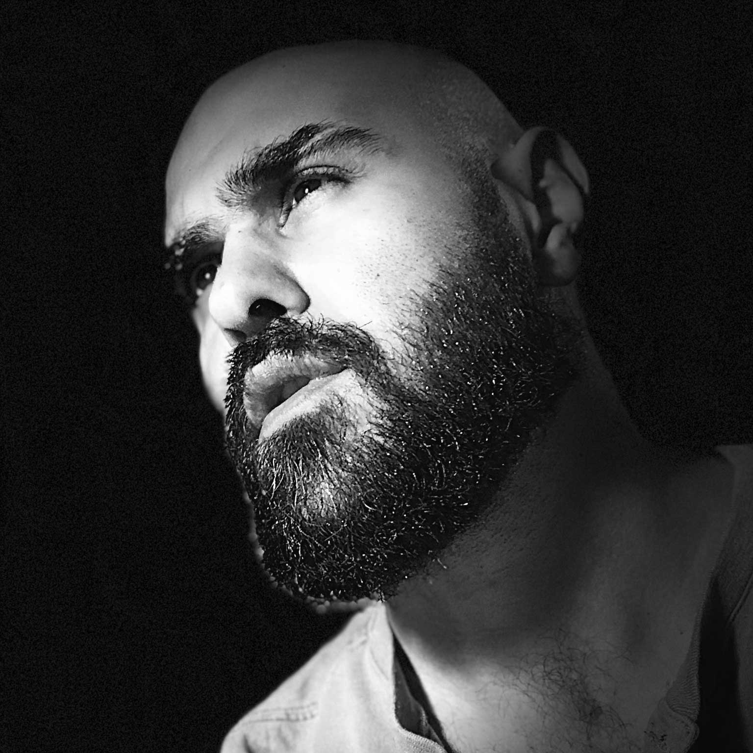 Black-and-white portrait of HAJ